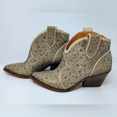 Ботинки Jessica Simpson Zadie вестерн со стразами золотистые с заклепками размер 5 новые в коробке - Изображение 1 из 4