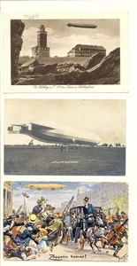 GERMANY- AVIATION-3 x VINTAGE PPC ZEPPELIN- USED -F/VF @3 - Picture 1 of 2