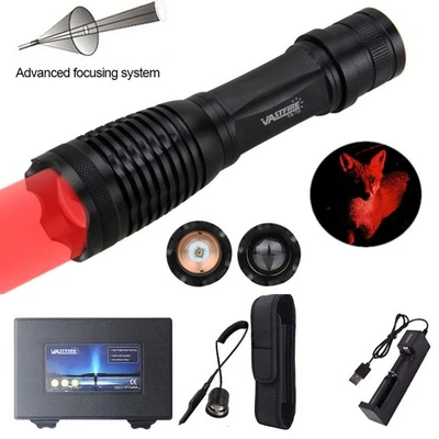 800Yards LED Flashlight Hunting Red Light Zoomable Torch Coyote Hog - Image 1 of 4