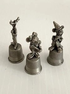 Vintage Pewter Thimble Disney Mickey Sorcerer, Minnie, Goofy, Miniature Figurine - Picture 1 of 22