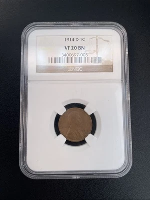 1914 D PENNY 1C VF 20 BN NGC - Image 1 of 4