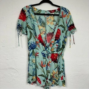 Umgee Grün Blumen Strampler Damen S Tropical Beachy Urlaub Kurzarm Freizeit - Bild 1 von 9