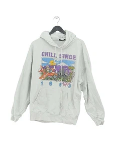 Brandy Melville Women's Hoodie M White Graphic Cotton with Polyester Pullover - Picture 1 of 5