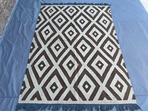 Scandinavian Inspired Brown Wool Kilim Rug 4'11 x 6'10 - Picture 1 of 14
