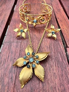 Vintage B.N. Bugbee Niles Parure Schmuckset Armband Brosche Schraub Ohrringe - Bild 1 von 3