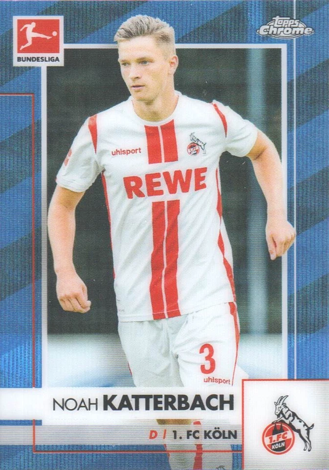 2020-21 Topps Chrome Bundesliga Soccer Card Blue Wave #52 Noah Katterbach /150 - Image 1 of 2