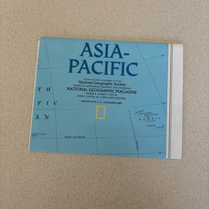 Asien-Pazifik National Geographic Karte 1989: 19"X25". Econ Info auf Rückseite EX - Bild 1 von 5
