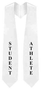 White "Student Athlete" Graduation Stole - Picture 1 of 1