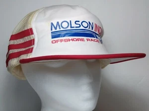 Cappellino copricapo atheltico vintage 3 strisce MOLSON INDY OFFSHORE RACE TEAM rete in schiuma - Foto 1 di 7