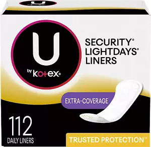 U by Kotex Lightdays Daily Panty Liners, Extra Coverage, Unscented, 112 Count - - Picture 1 of 12