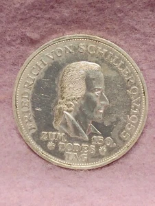 GERMANY ~ 1955 F ~ 5 MARK ~ SILVER ~ UNC ~ FRIEDRICH von SCHILLER - Picture 1 of 2