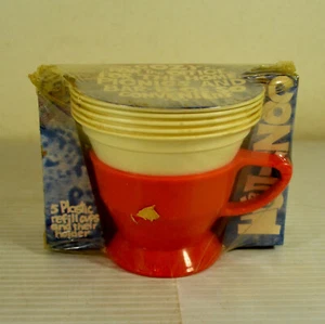 Vintage Solo Cozy 5 tazze di ricarica in plastica e 1 supporto MAde is USA stock n. 5-1 - Foto 1 di 4
