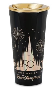 Nuevo vaso de metal corcho negro Gran final 50 aniversario Disney World - Imagen 1 de 4