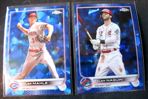 TYLER NAQUIN/TYLER MAHLE 2-CARD LOT 2022 Topps Chrome Update SAPPHIRE #US80/US21 - Picture 1 of 2