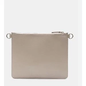 Theory Women's Transformer Liden Leather Pouch Clutch Bag NWT 155 light grey - Picture 1 of 7