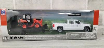 New Ray 1/43 Chevy Silverado Pickup with Trailer & Kubota R630 Wheel Loader - Image 1 of 4