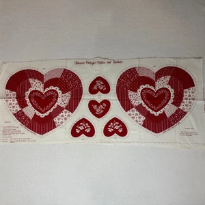 Heart Delight Pillow Panel Cotton Fabric 1/2 Yard Craft Calico Patch Vintage #96 - Picture 1 of 3