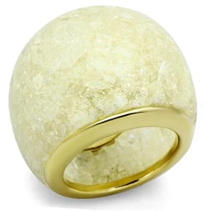 Stone ring yellow citrine wide dome contemporary band chunky gold steel - Picture 1 of 4