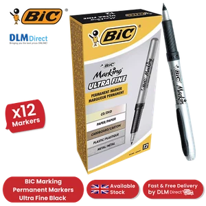 BIC Marking Black Permanent Markers Ultra Fine Tip Professional Use Pack of 12 - Foto 1 di 12