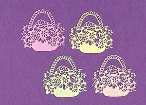 Tarjetas de álbum de recortes troquelados de cesta de flores - Imagen 1 de 1