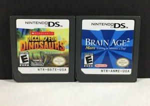 Nintendo DS Brain Age 2 and Digging for Dinosaurs Cartridges Only Tested Working - Picture 1 of 3