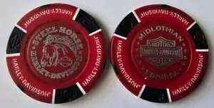 STEEL HORSE HARLEY-DAVIDSON Midlothian VA Signature Dark Red/Black Poker Chip - Picture 1 of 3