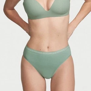 Victoria's Secret Stretch Cotton High-Leg Brief Panty Green Medium NEW - Picture 1 of 6