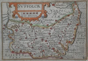 Suffolk Original map by Peter van den Keere c1627 - Picture 1 of 1