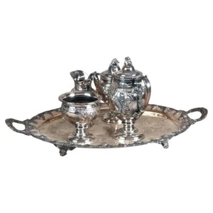Antikes fünfteiliges E. B. Maltby versilbertes Teeservice um 1890 - Bild 1 von 10