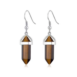 Tiger's Eye Gemstone Drop Earrings - Picture 1 of 6