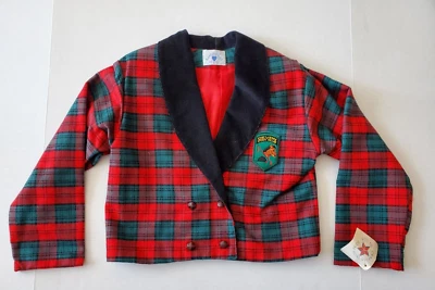 Chaqueta Devon vintage Hartstrings Pony Club Girl 6-7 hecha en EE. UU. roja a cuadros nueva con etiquetas Foto 1 de 4