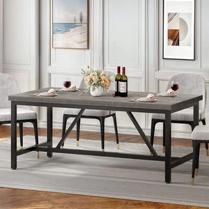 70.8" Large Kitchen Dining Room Table for 6-8 People Farmhouse Dinner Table - Picture 1 of 14