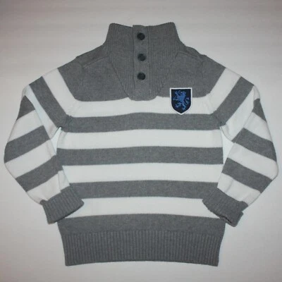 Tommy Hilfiger Boy's Gray & White Stripe Knit Sweater Top size 6 7 - Image 1 of 2