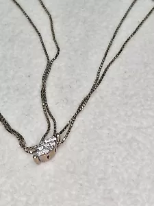 18kt White Gold Diamond Pendant & Chain (1.64g) 18 inch Chain - Picture 1 of 6