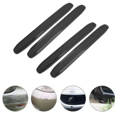 4×Car Carbon Fiber Look Bumper Corner Rubber Strips Anti-Scratch Protector Guard - Image 1 of 4