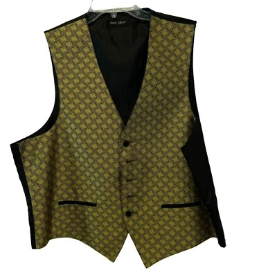 Neil Allyn Men's Formal Vest in Gold Front Black Back Size Large Faux Pockets - Image 1 of 4