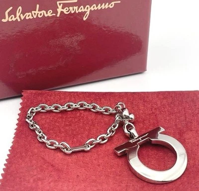 Auth Salvatore Ferragamo Gancini Key Ring Bag Charm With Box Unused Near Mint - Image 1 of 4