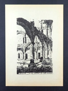 Cartagena, Castle Ruins, 1960 Arnoldo Michaelsen etching, vintage art print - Picture 1 of 3