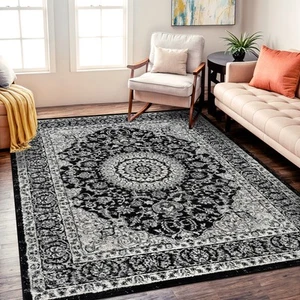 Rugshop Black Rugs Traditional Oriental Medallion Bedroom Rugs Living Room Rugs - Picture 1 of 48