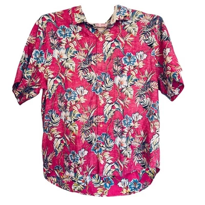 Tommy Bahama Mens 100% Linen Pink Floral Hawaiian Button Up Shirt Size XXL NWT - Image 1 of 4