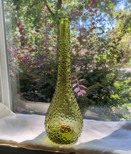 Vintage Empoli Stil Olivgrün Glas Nägel Blasen 15,5" MCM Flasche  - Bild 1 von 7