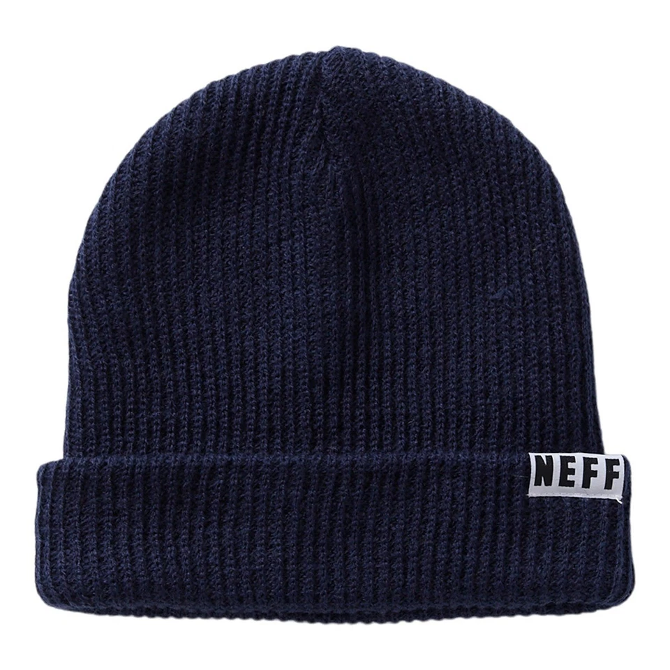 Gorro plegable NEFF acrílico tejido acanalado, talla única para la mayoría, azul marino Foto 1 de 1