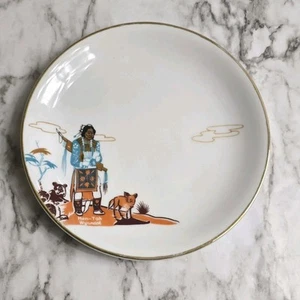 VTG Small Plate Acee Blue Eagle Fine Knox China Hen-Toh Wyandot Indian Japan - Picture 1 of 5