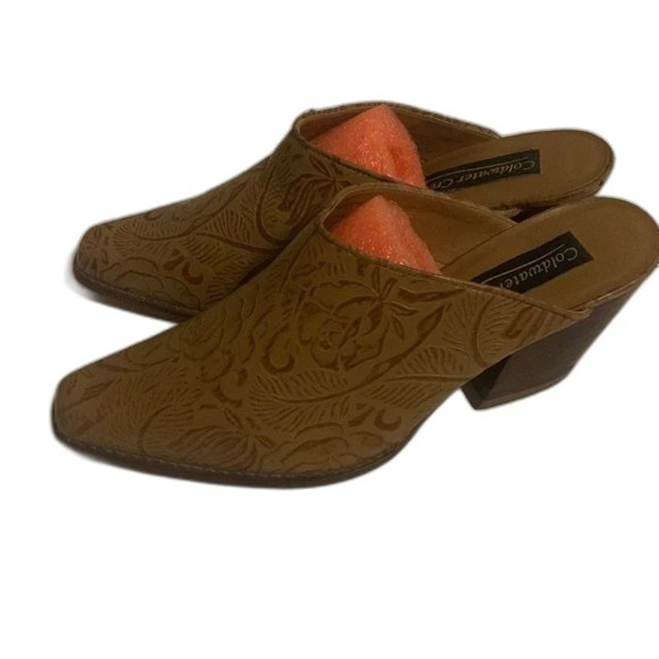 Coldwater Creek Cuero Marrón Western Bota de Vaquero Estilo Mules Talla 8.5M Y2K Boho Foto 1 de 4