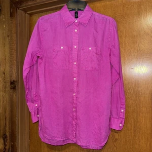 Ralph Lauren rosa Leinen Button Down Hemd Langarm Rollriegel Large Sunmer - Bild 1 von 6