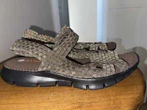 Bernie Mev Women 8.5/39 Metallic Gold Woven Stretch Sandal Mary Jane - Picture 1 of 8