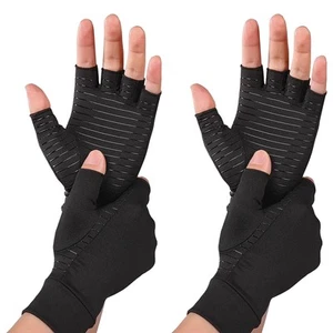 2 Pair Arthritis Pain Relief Gloves Fingerless Compression Gloves for Rheumat... - Picture 1 of 6