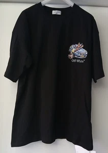 T-Shirt Nera Oversize Off-White Logo Cars Angels Arrows Fresco - Spedizione h48 - Bild 1 von 14