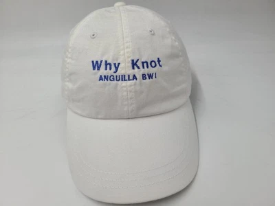 Why Knot Anguilla BWI Distressed Strapback Adjustable Hat Cap Men Women White Foto 1 de 4