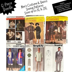 6 Sewing Patterns LOT Mens LARP Costume Cosplay Renaissance Medieval Hamilton - Picture 1 of 5
